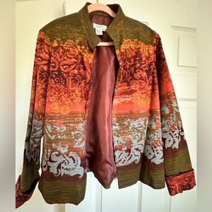 Coldwater Creek Olive, Blue, and Burgundy Jacket